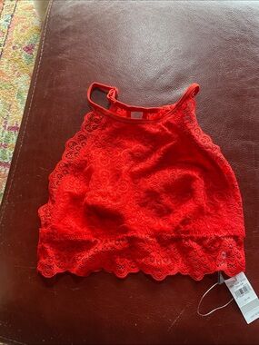 AERIE’S Red Lace High-Neck Bralette, Size XS